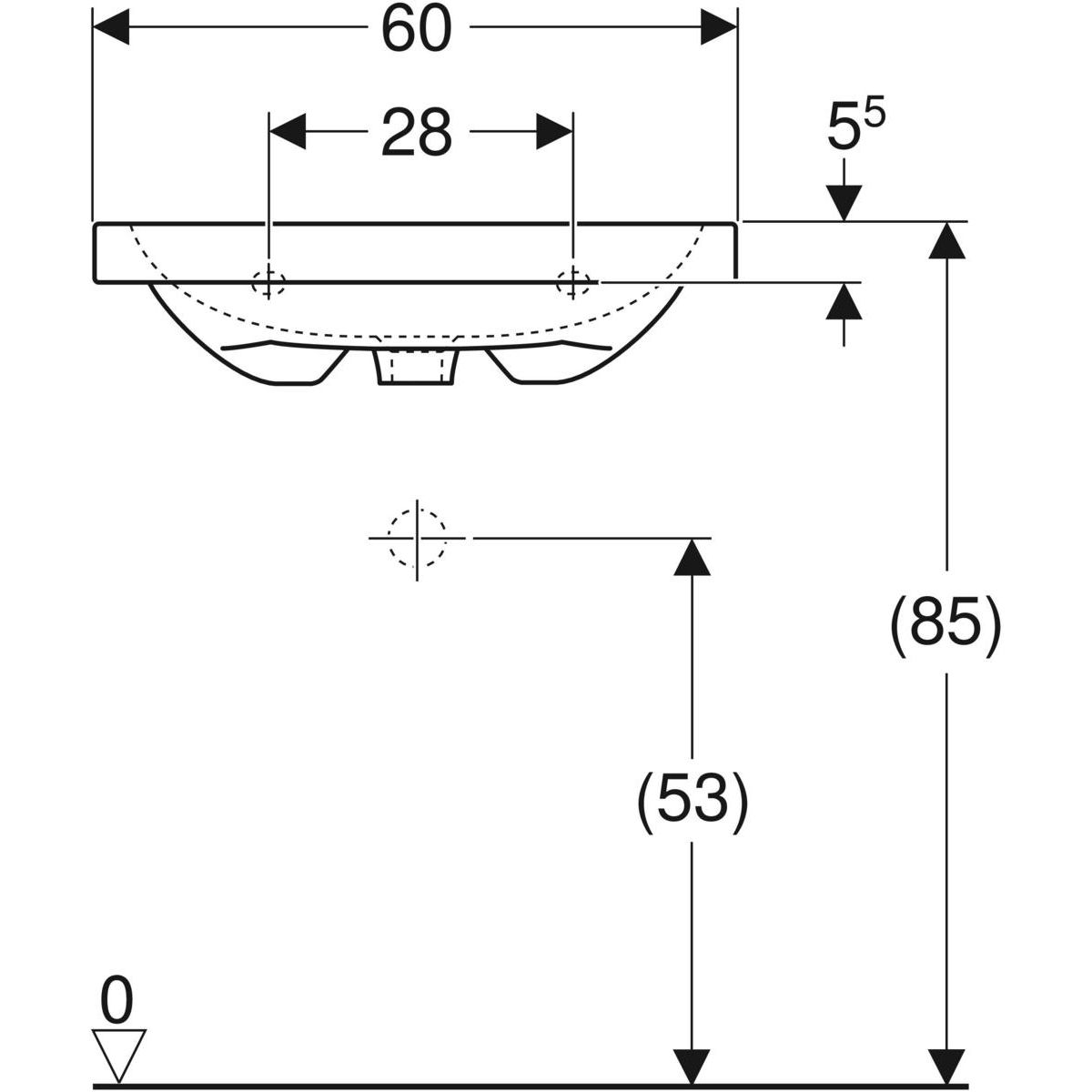 Geberit iCon Light Umyvadlo na desku, 60 cm, KeraTect, 501.847.00.4 - galéria #2