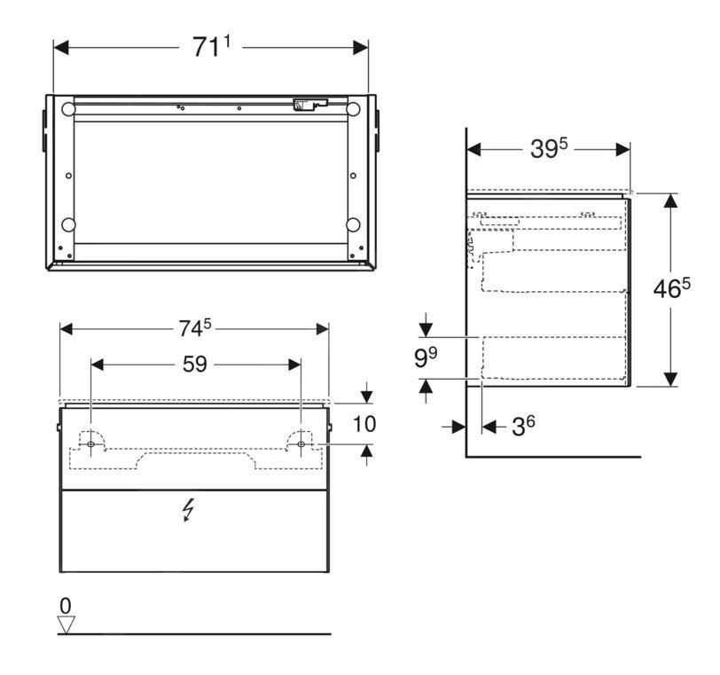 Geberit One Umyvadlová skříňka 74,5x46,5x39.5 cm s led osvětlením a ovládáním výpusti, bílá lesk 500.381.01.1 - galéria #2