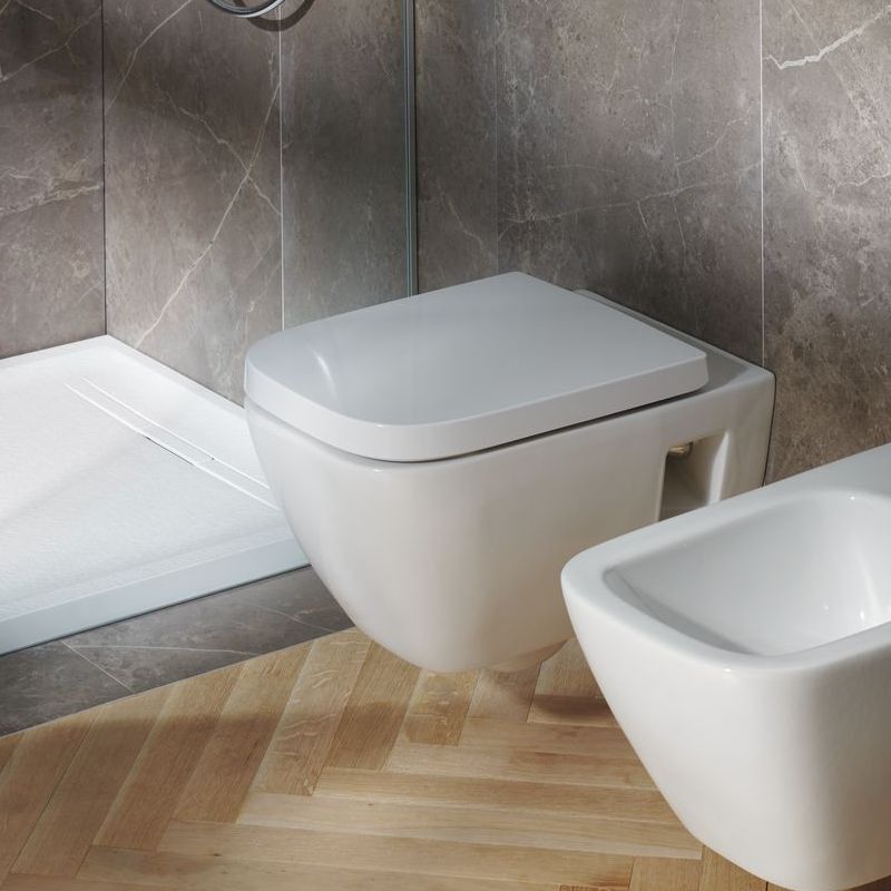 Geberit Selnova Square Rimfree WC so sedadlom SoftClose, biele - galéria #1