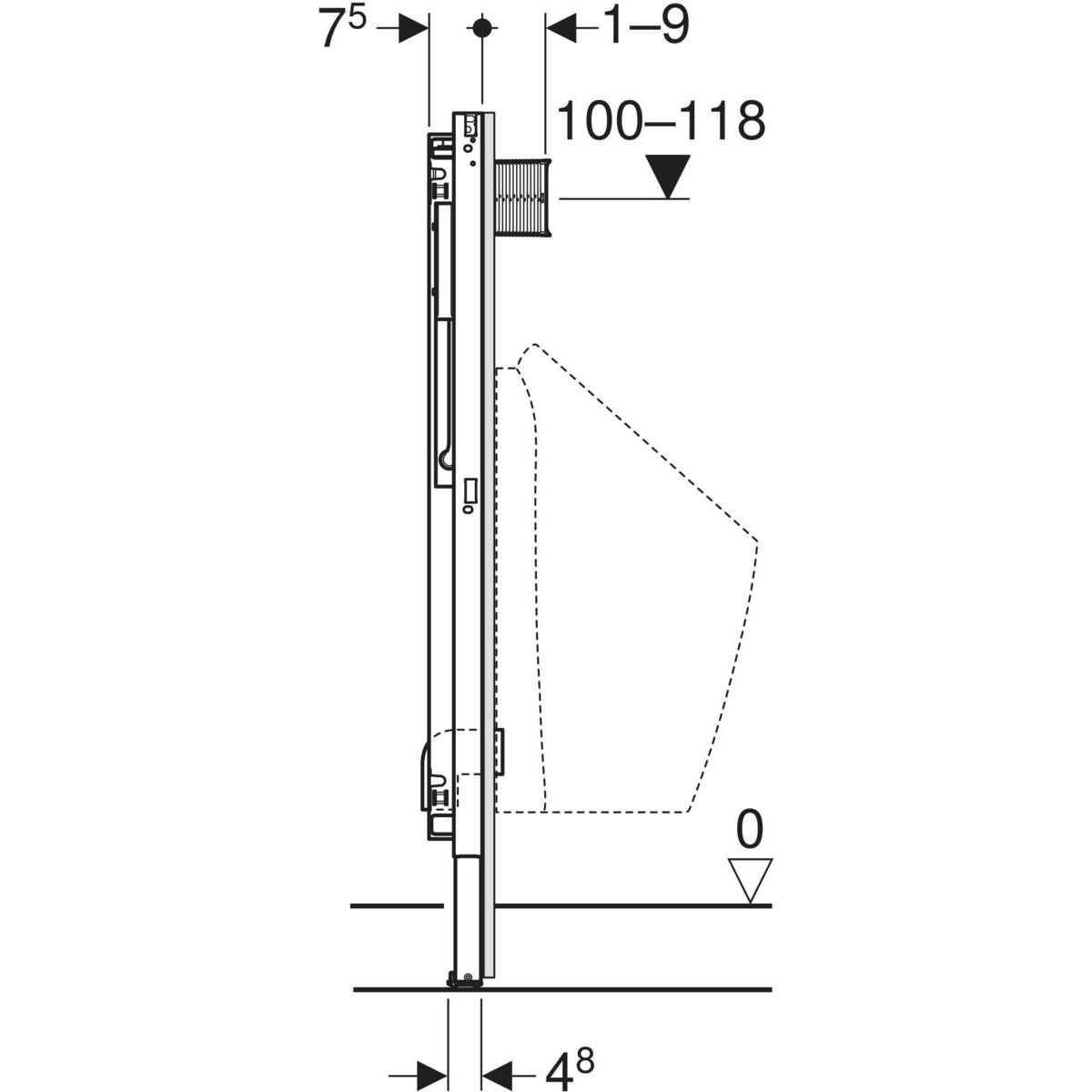 Modul Geberit Duofix pre pisoár s rozprašovacou hlavicou, 112-130 cm 111.676.00.2 - galéria #2