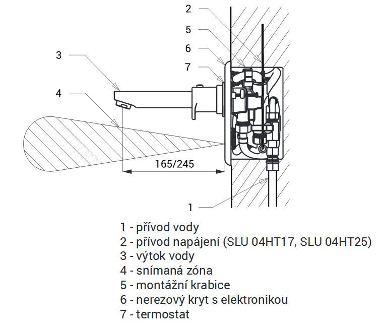 Sanela Automatická nástenná termostatická batéria s elektronikou SLU 04HT17 - galéria #1