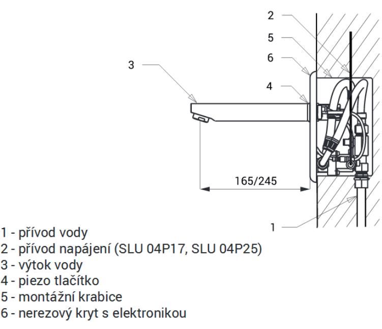 Sanela Piezo nástenná umývadlová batéria, 24 V DC SLU 04P17B - galéria #1