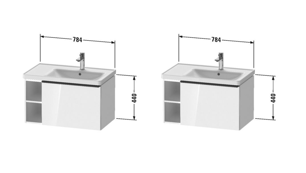 Duravit D-Neo Skrinka pod umývadlo 78,4 cm, pravá, vysoký lesk DE425702222 - galéria #3