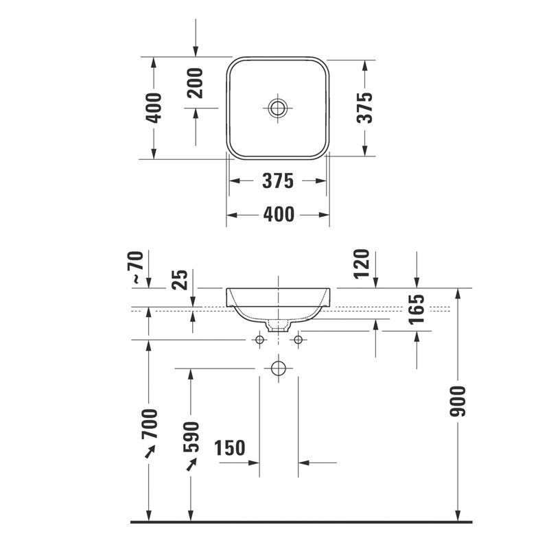 Duravit Happy D.2 Umývadlo 40 x 40 cm, antracit 2359401300 - galéria #1