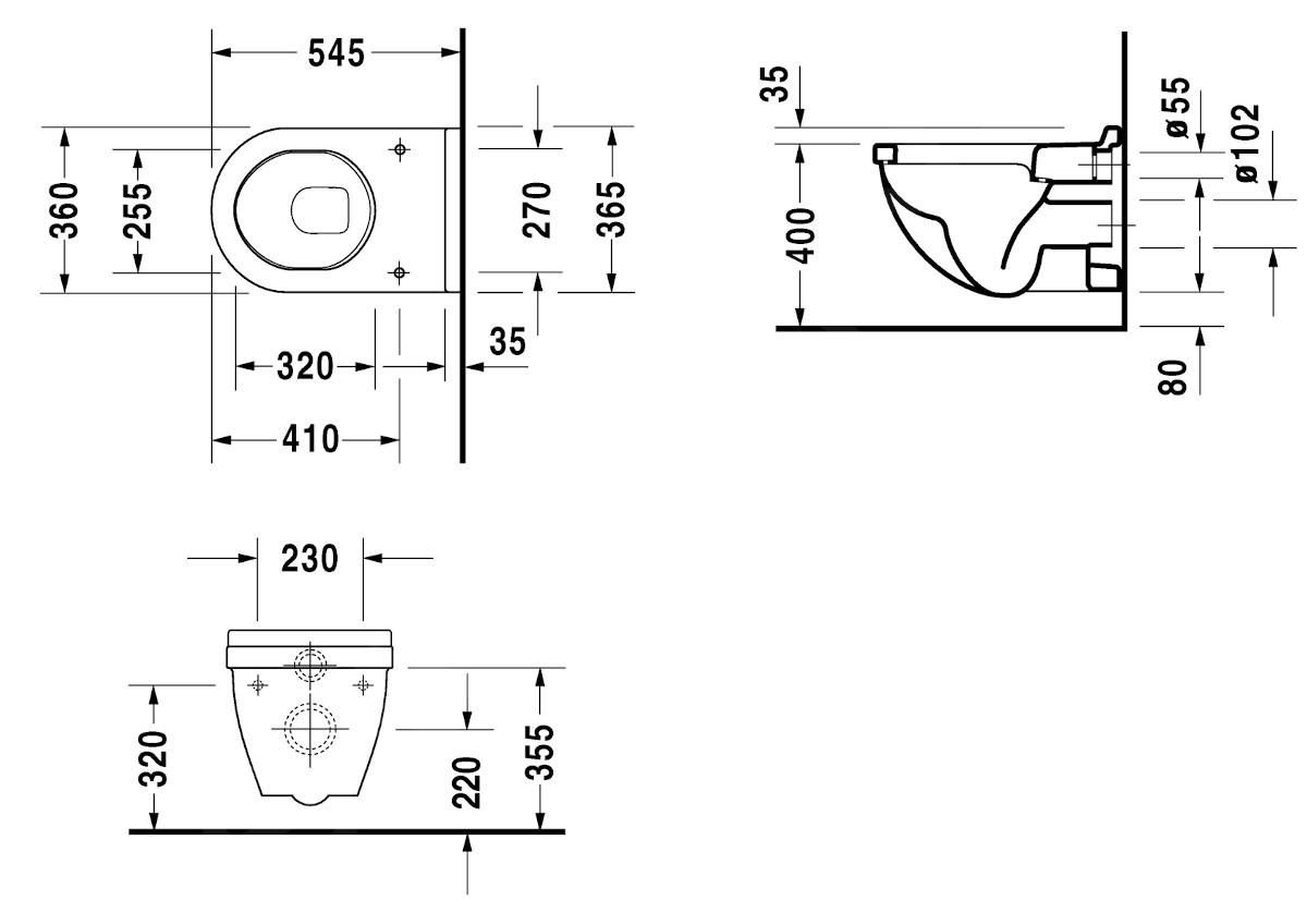 Duravit Starck 3 Závesné WC, biele 2206090000 - galéria #3