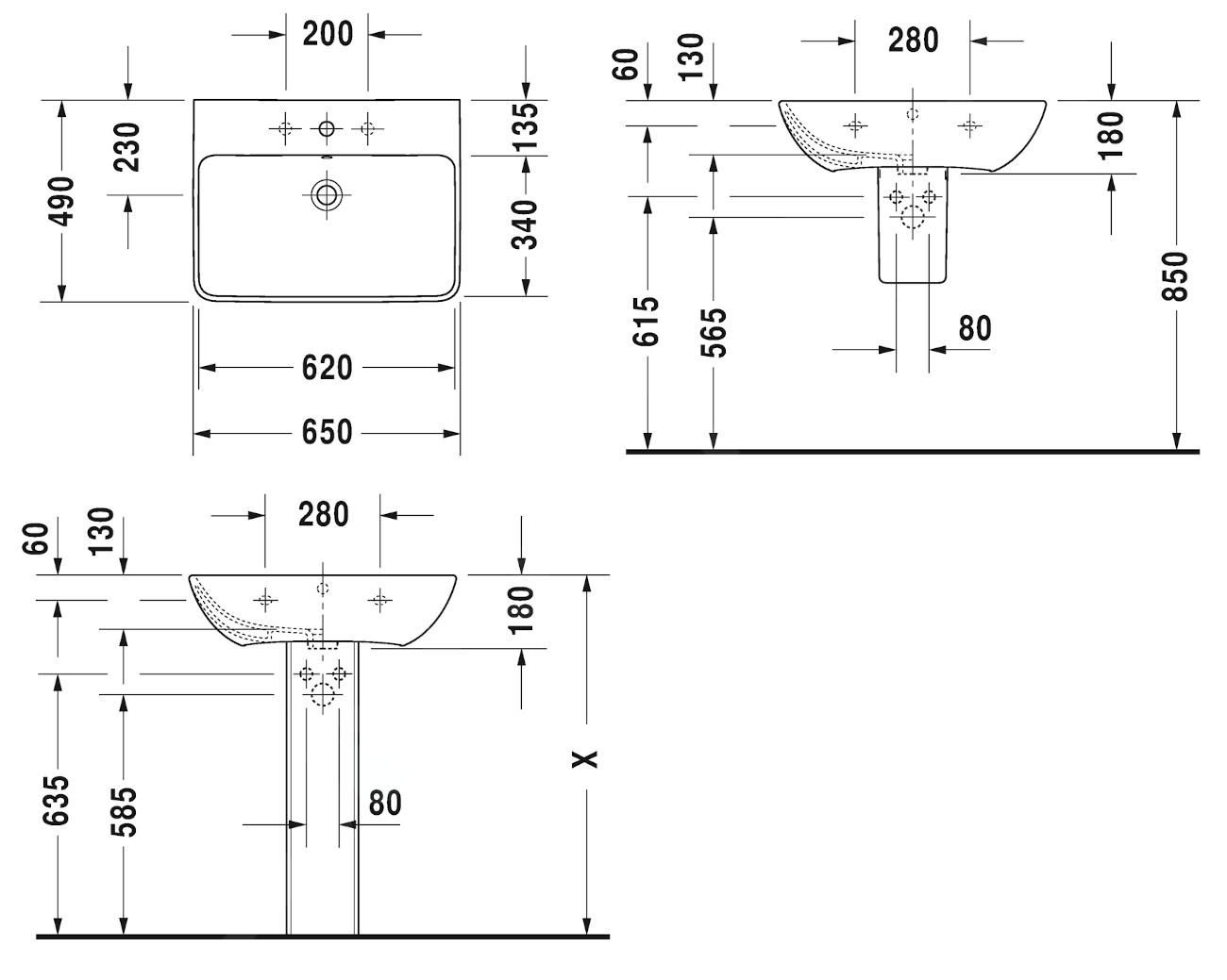 Duravit ME by Starck Umývadlo 65x49 cm, s prepadom, WonderGliss, biele 23356500001 - galéria #6