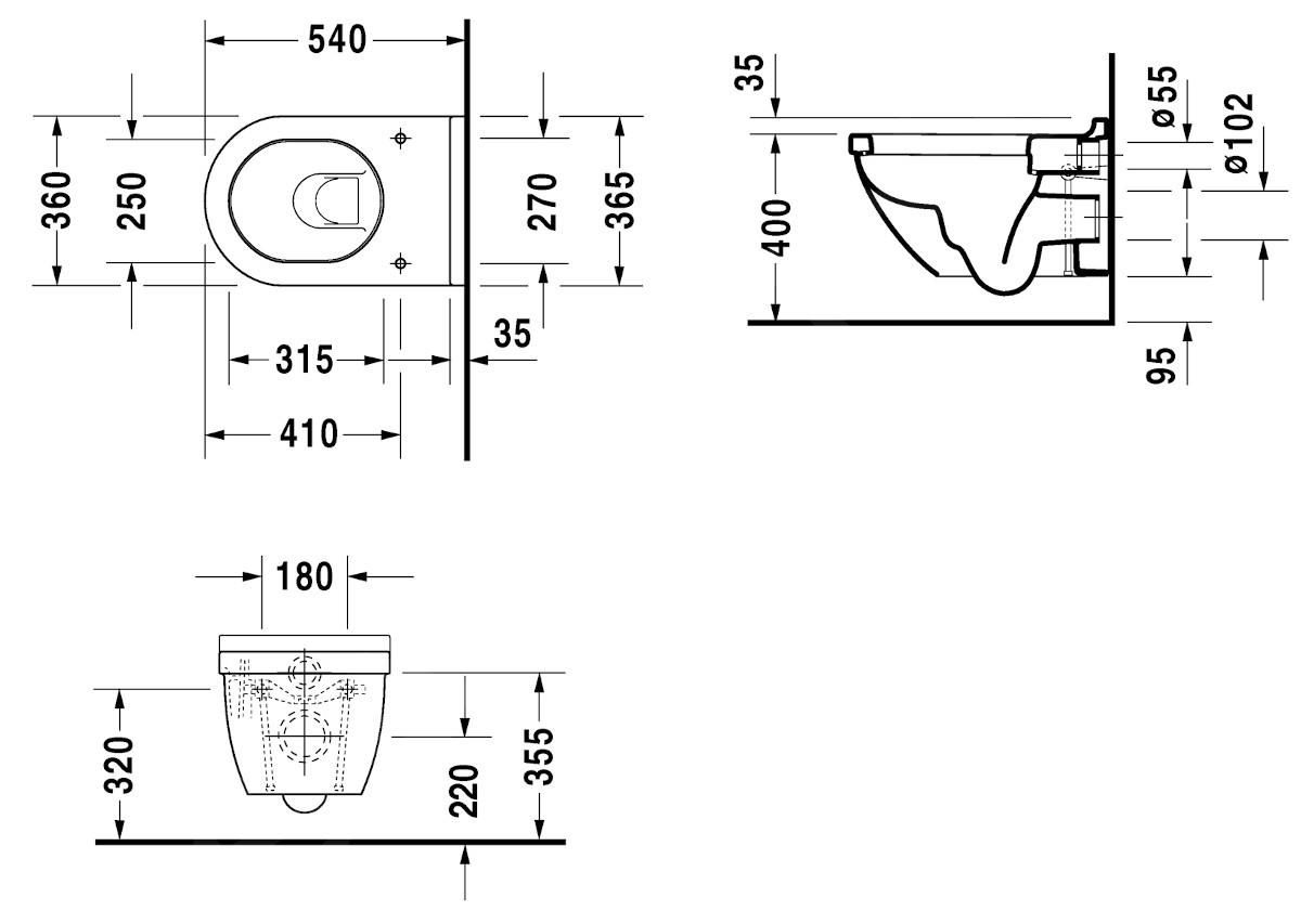 Duravit Starck 3 Závesné WC s sedátkom SoftClose, biela 42250900A1 - galéria #2