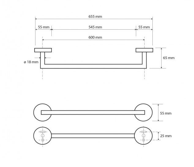 Bemeta Tmavý držiak na uteráky 60 cm čierny 104204040 - galéria #1