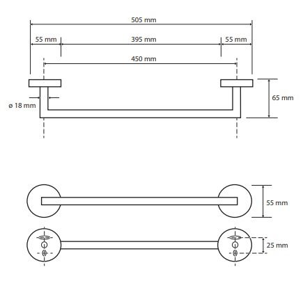 Bemeta Tmavý držiak na uteráky 45 cm 104204020 - galéria #1
