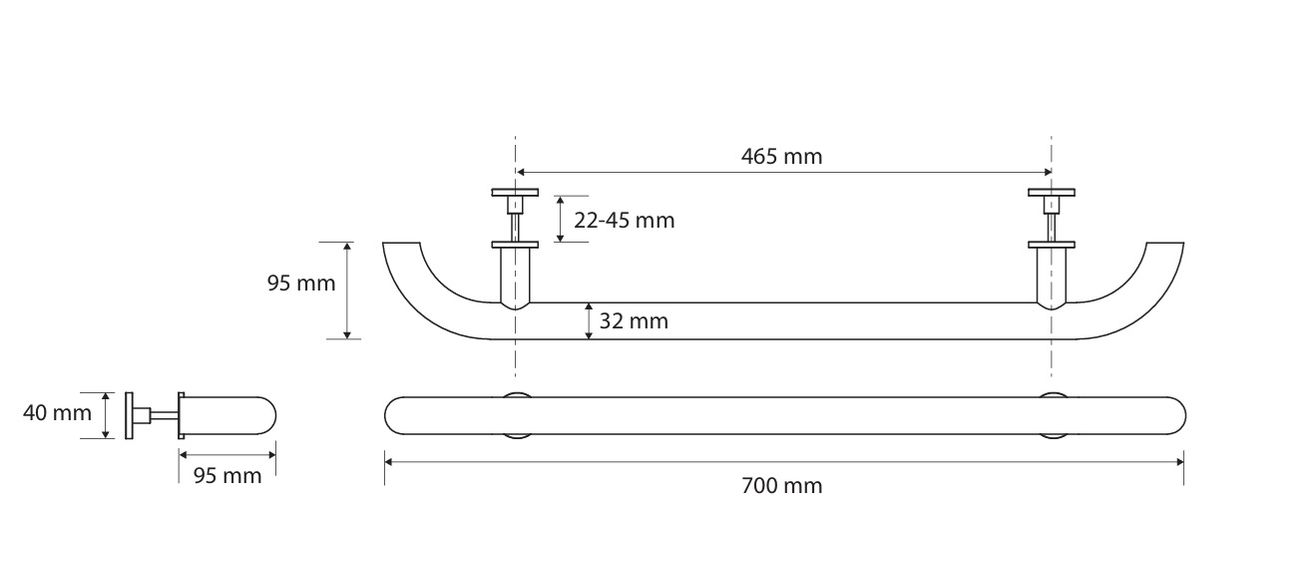 Bemeta Help Dverové madlo 700 mm, čierne 301553010 - galéria #1