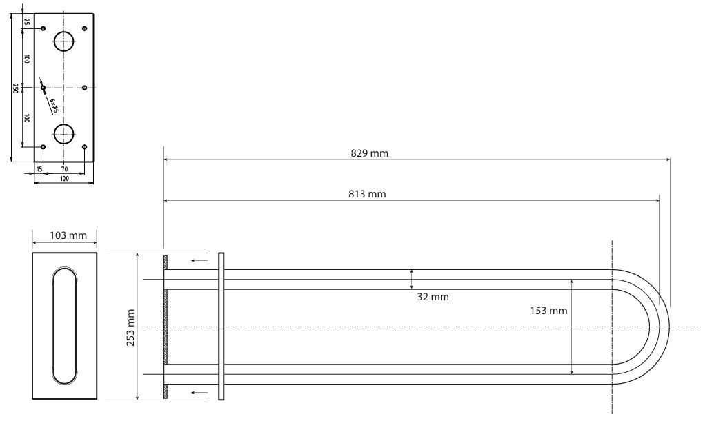 Bemeta Help Podporná madlo v tvare U, 813 mm, čierne s krytom 301707460 - galéria #1