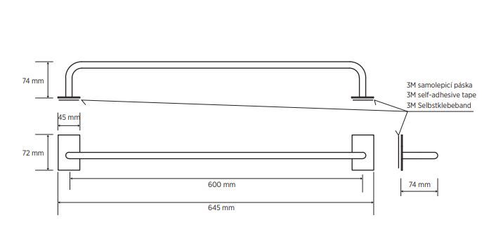 Bemeta Držiak na uteráky Easy 600 mm, chrómový lesk 163104041 - galéria #2