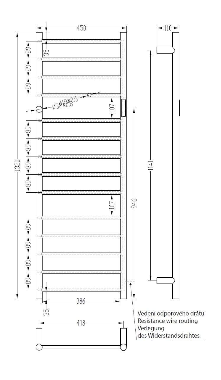 Bemeta Laderra 704151054 Elektrický sušiak na uteráky 45x132 cm, biela - galéria #1