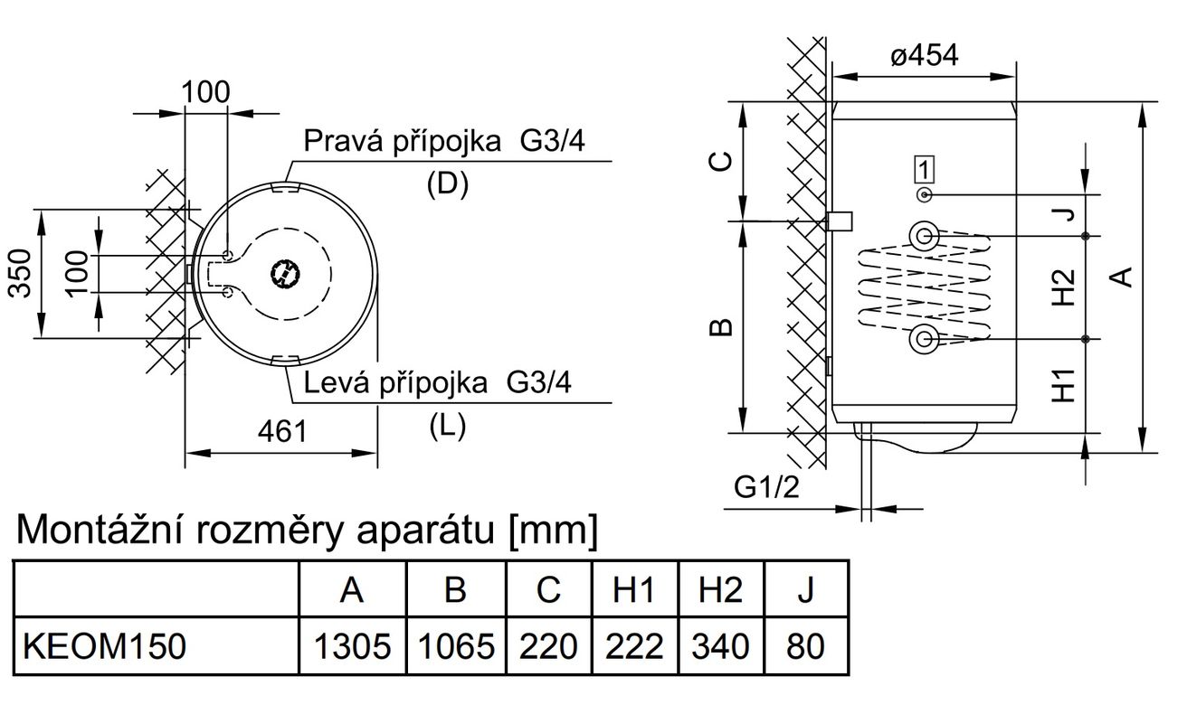 Mora KEOM150PKTL Kombinovaný zásobníkový ohrievač vody - galéria #1