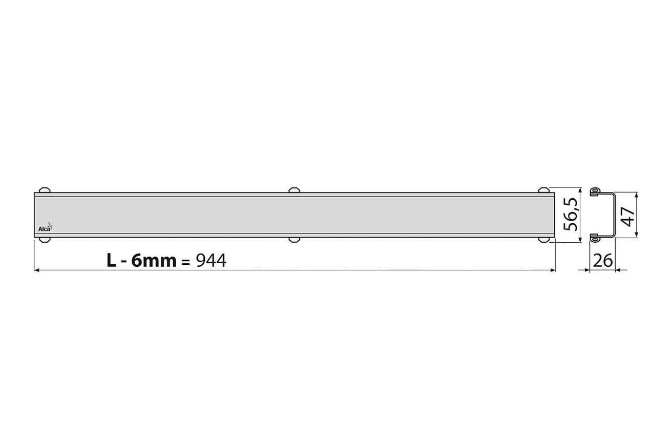 Alcadrain Dizajnová mriežka pre lineárny podlahový žľab 95 cm, matná nerezová oceľ DESIGN-950MN - galéria #1