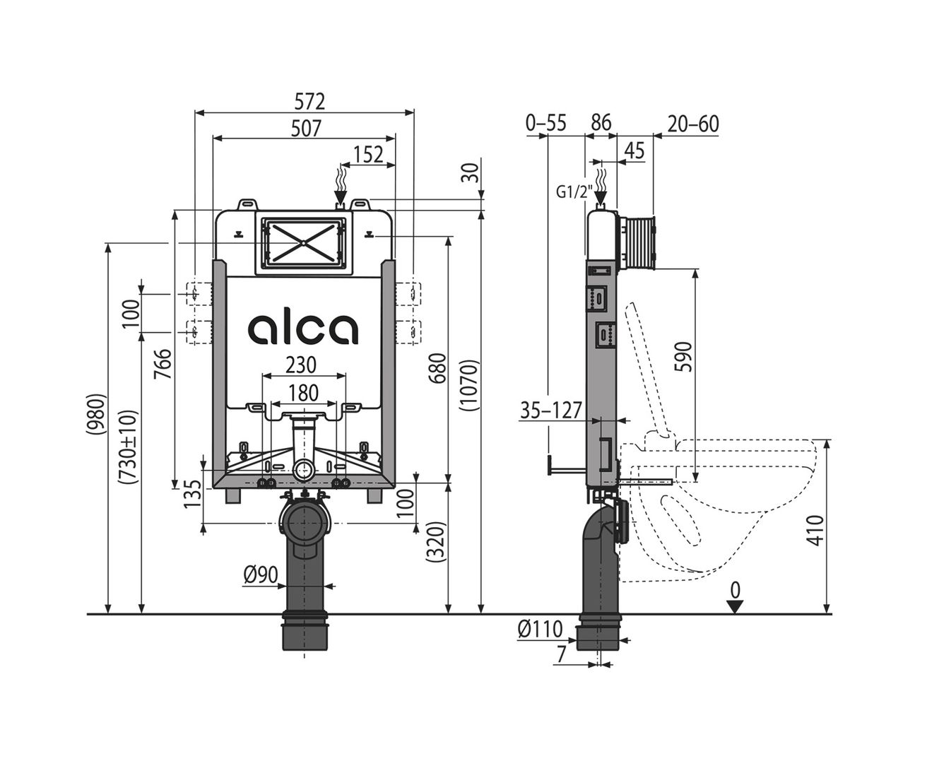 Alcadrain Štíhly modul pre brickovanie (renovmodul) AM1115/1000 - galéria #1