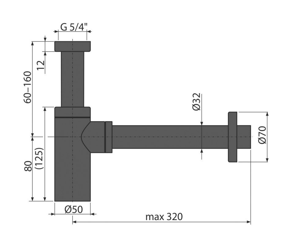 Alcadrain Umývadlový sifón design 5/4 čierna/matná A400BLACK - galéria #1