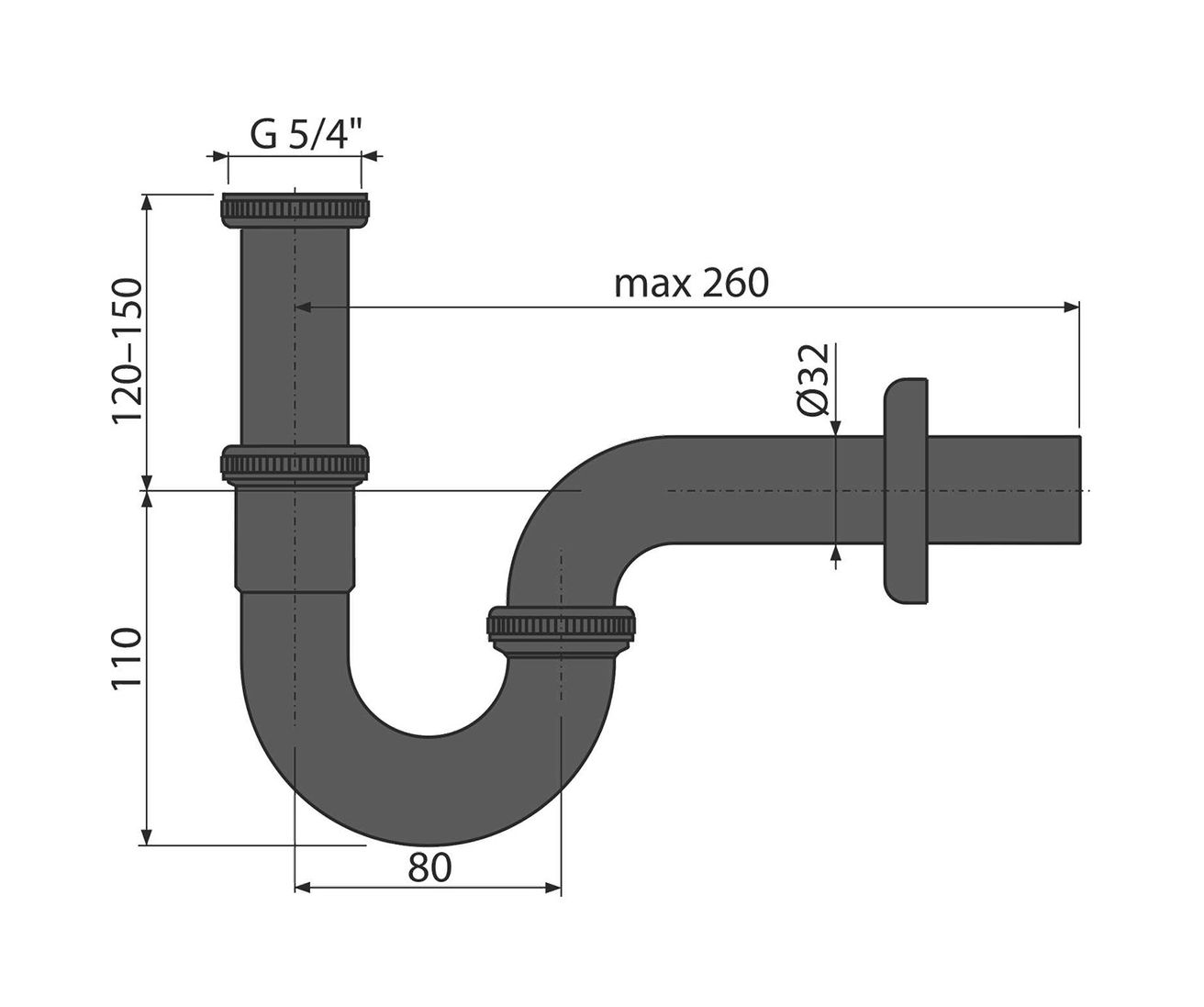 Alcadrain Umývadlový sifón design 5/4 čierna/matná A4320BLACK - galéria #1