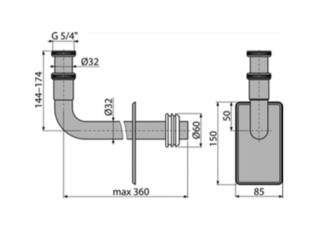 Alcadrain Kovové koleno DN32, 5/4" matica A438 - galéria #1