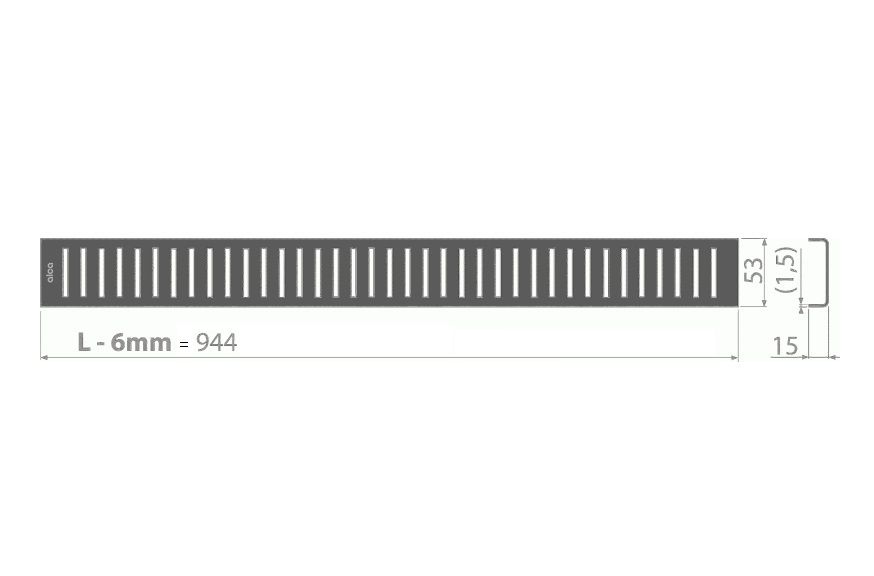Alcadrain Čierna mriežka Pure pre lineárny podlahový žľab 95 cm, čierno-matná PURE-950BLACK - galéria #1