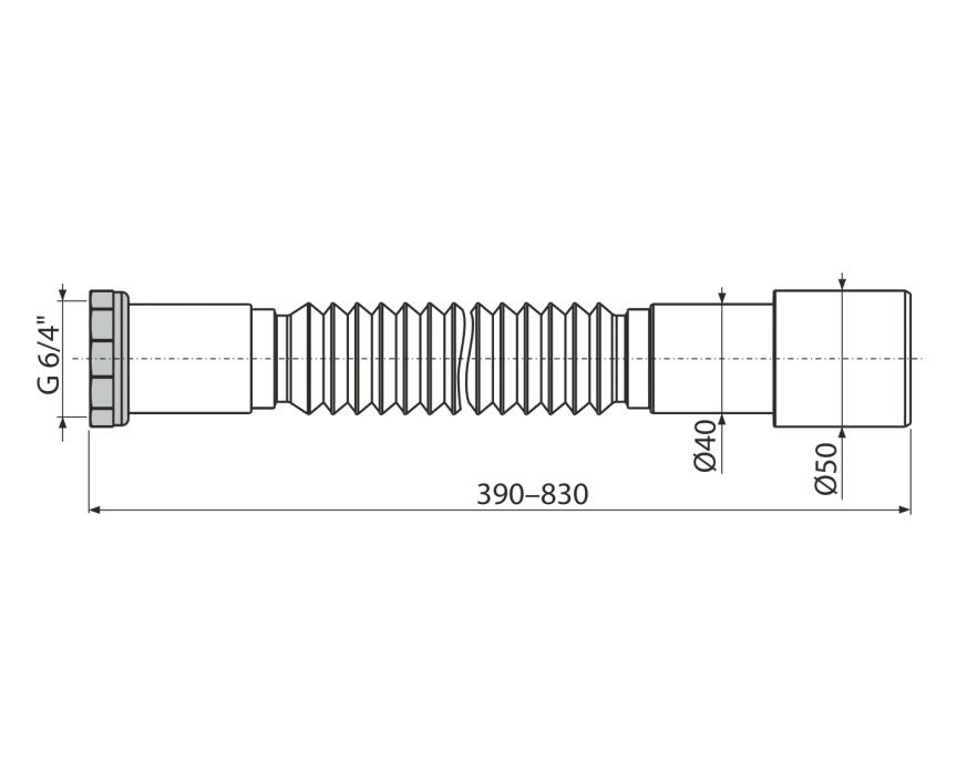 Alcadrain Flexi pripojenie 6/4"×40/50 mm, kov A780 - galéria #1