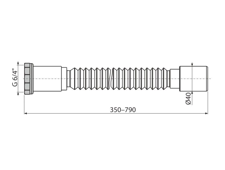 Alcadrain Flexi pripojenie 6/4"×40 mm, kov A792 - galéria #1