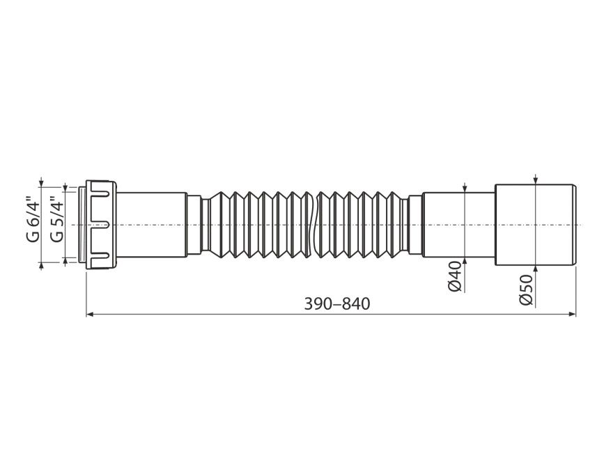 Alcadrain Flexi pripojenie 6/4" s redukciou na 5/4"×50/40 mm, plast A793 - galéria #1