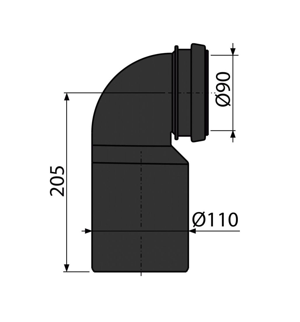 Alcadrain Odpadové koleno kompletné DN90/110 M906 - galéria #1