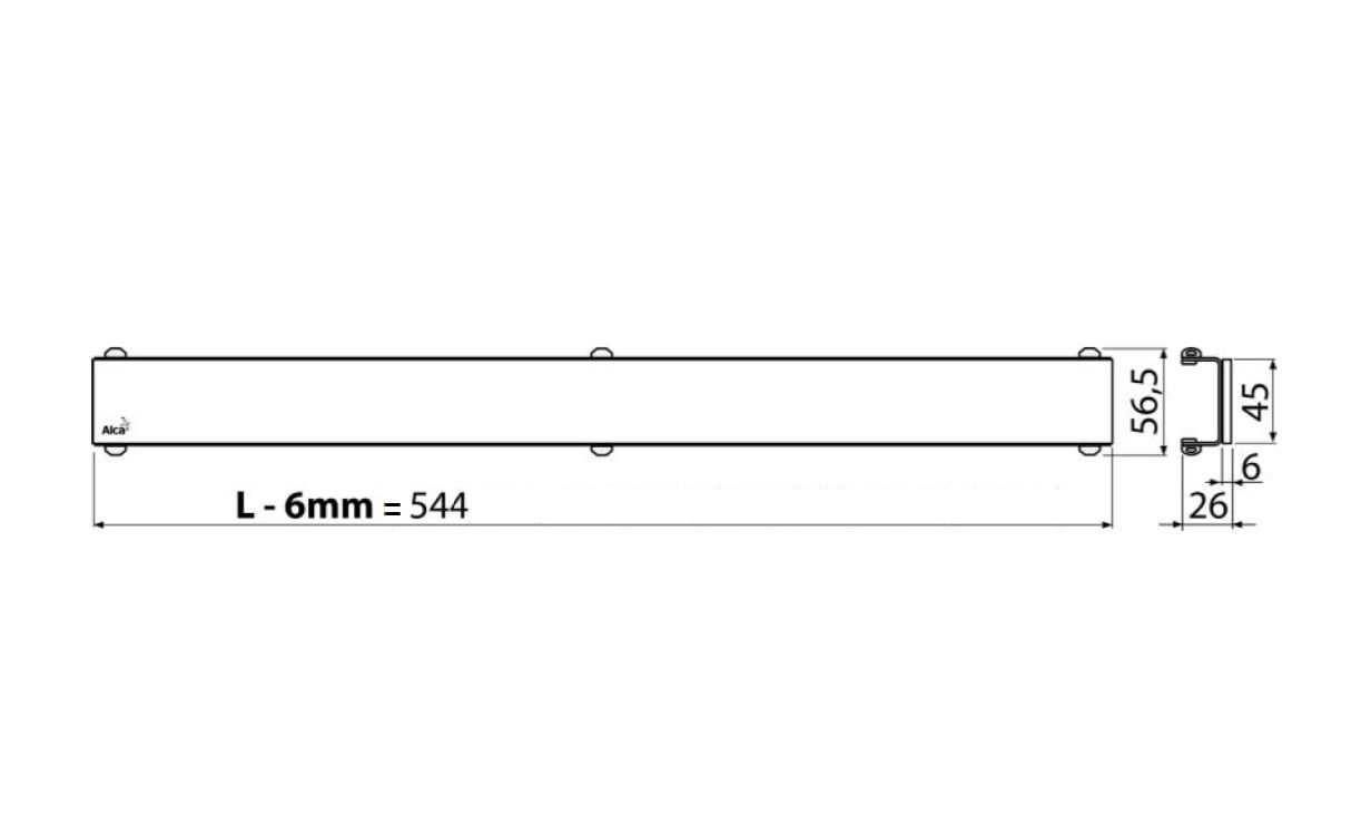 Alcadrain Sklenená mriežka pre lineárny podlahový žľab 55 cm, sklo-čierna GL1204-550 - galéria #1