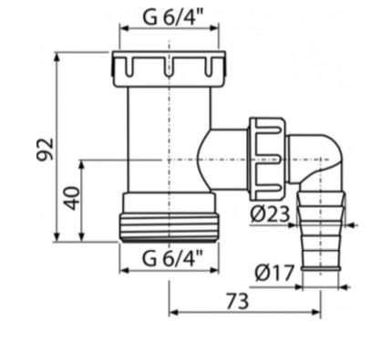 Alcadrain Medziprodukt 6/4" s prípojkou, A30 - galéria #1