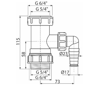 Alcadrain Medziprodukt 5/4" s prípojkou, A300 - galéria #1