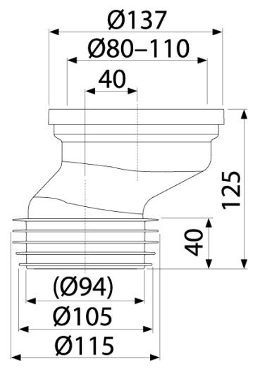 Alcadrain Pripojenie k WC excentru 40 mm A991-40 - galéria #1
