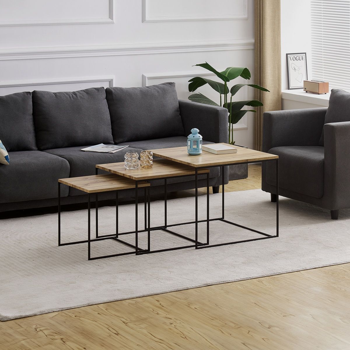 Autronic Fado AF-3008OAK Konferenčný stolík 60x60 cm, divoký dub - galéria #1