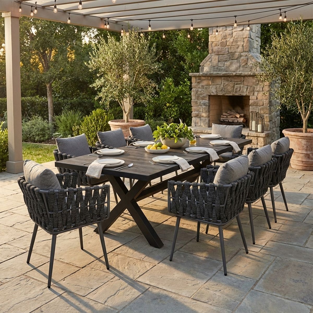 Autronic Twist AZT-G1920GREY Rozkladací záhradný stôl 200–260 × 100 cm, keramická doska, hliník, čierna - galéria #1