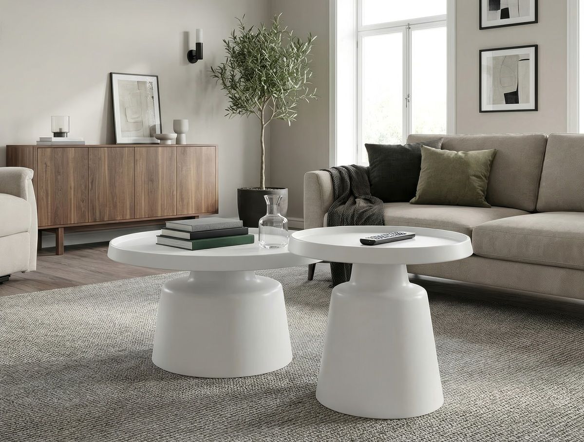 Autronic Fado CT-F4114WT Konferenčný stolík 69x69 cm, kov, biela - galéria #1