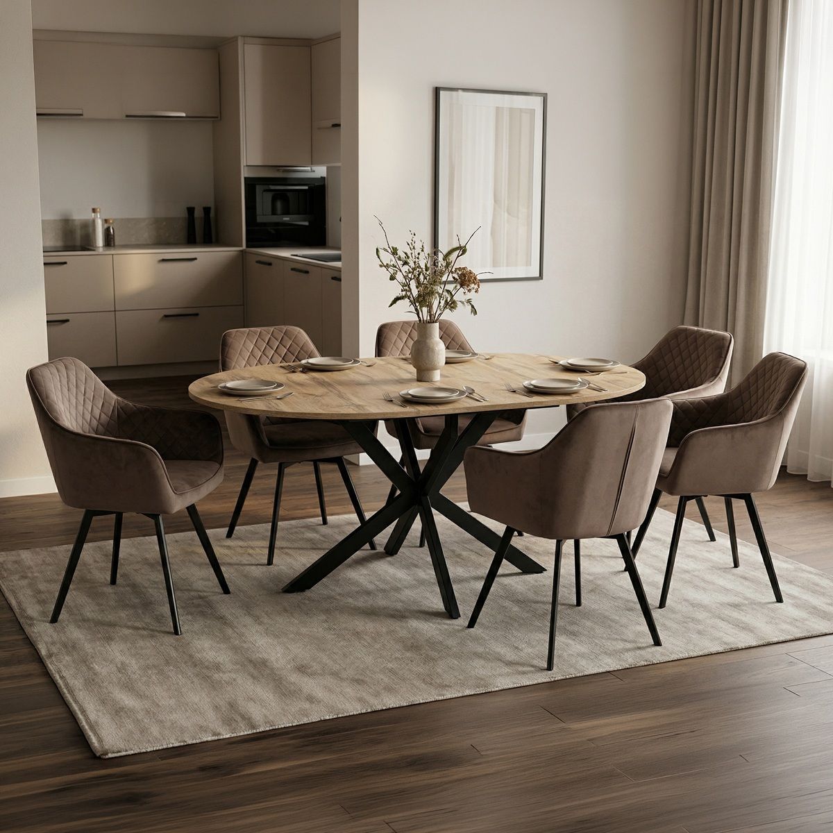 Autronic Twist DT-I1120OAK Rozkladací jedálenský stôl 120–160 × 120 cm, dub - galéria #1