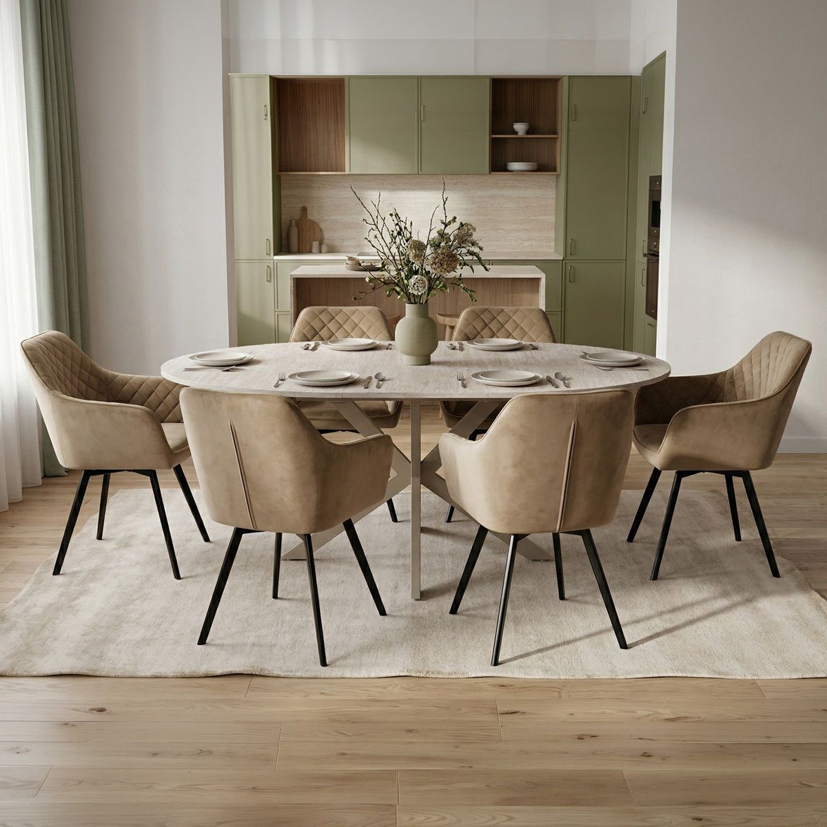 Autronic Twist DT-I1120TRV Jídelní stůl rozkládací 120-160x120 cm, travertin - galéria #1