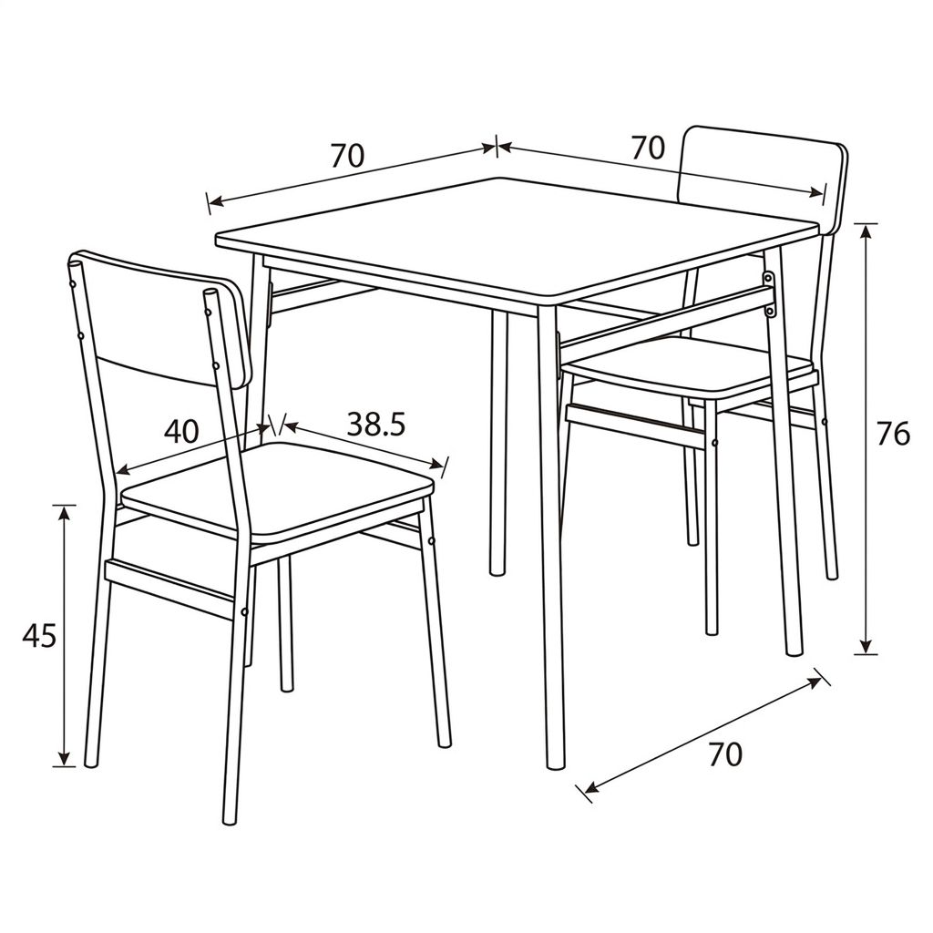 Autronic Minimal AUT-O2121WT Jedálenský set 70x70 cm, biela - galéria #7