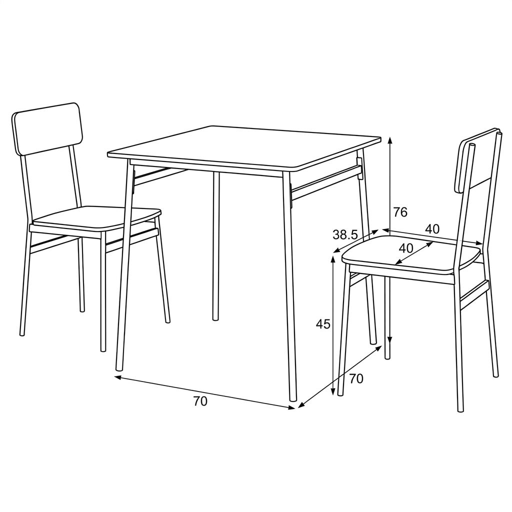 Autronic Minimal AUT-O2122OAK Jedálenský set 70x70 cm, dub - galéria #5
