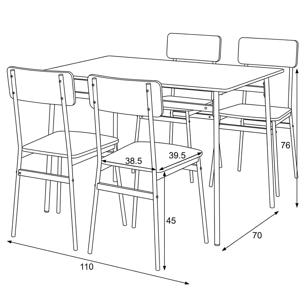 Autronic Minimal AUT-O2155OLW2 Jedálenská set 110x70 cm, staré drevo - galéria #7