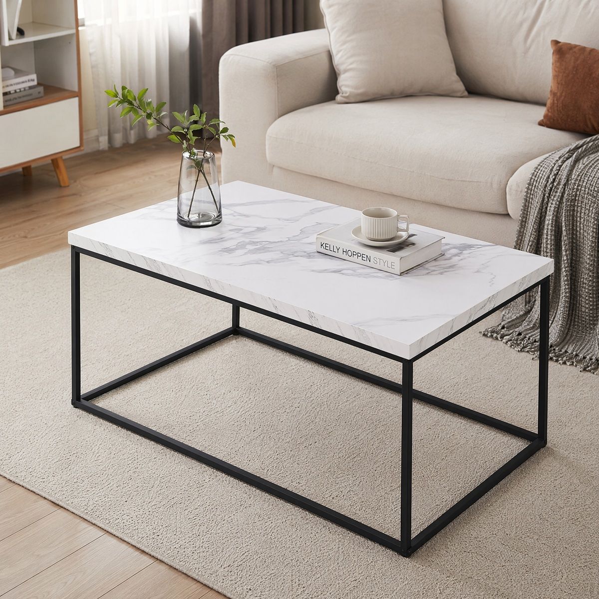 Autronic Fado CT-V2011WT Konferenčný stolík 110x60 cm, mramor, biela - galéria #1