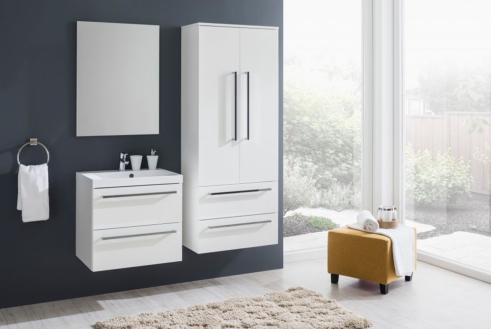 EBS Pure Vysoká skrinka 163x65 cm, biela/dub - galéria #1