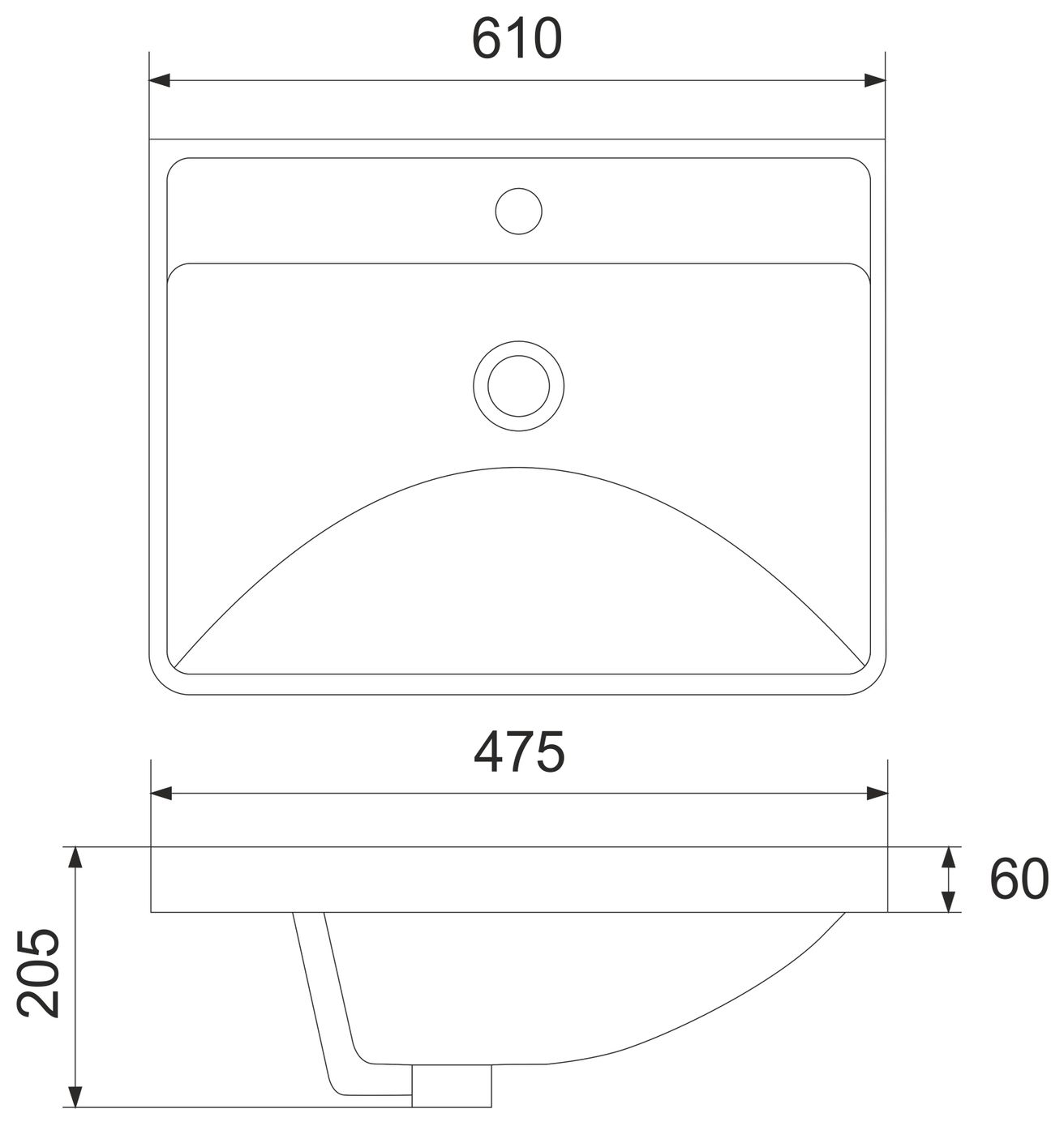 EBS Urban Skříňka s umyvadlem 61cm, bílá lesk/madlo černá mat URBAN60BC - galéria #5