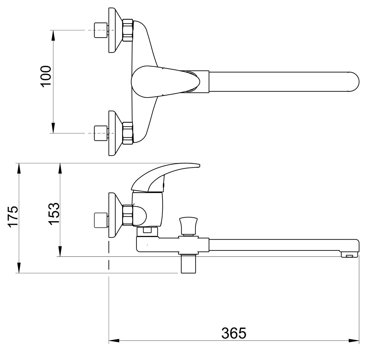 EBS Astra Nástenná vaňová batéria s otočným ramenom, rozstup 10 cm - galéria #3