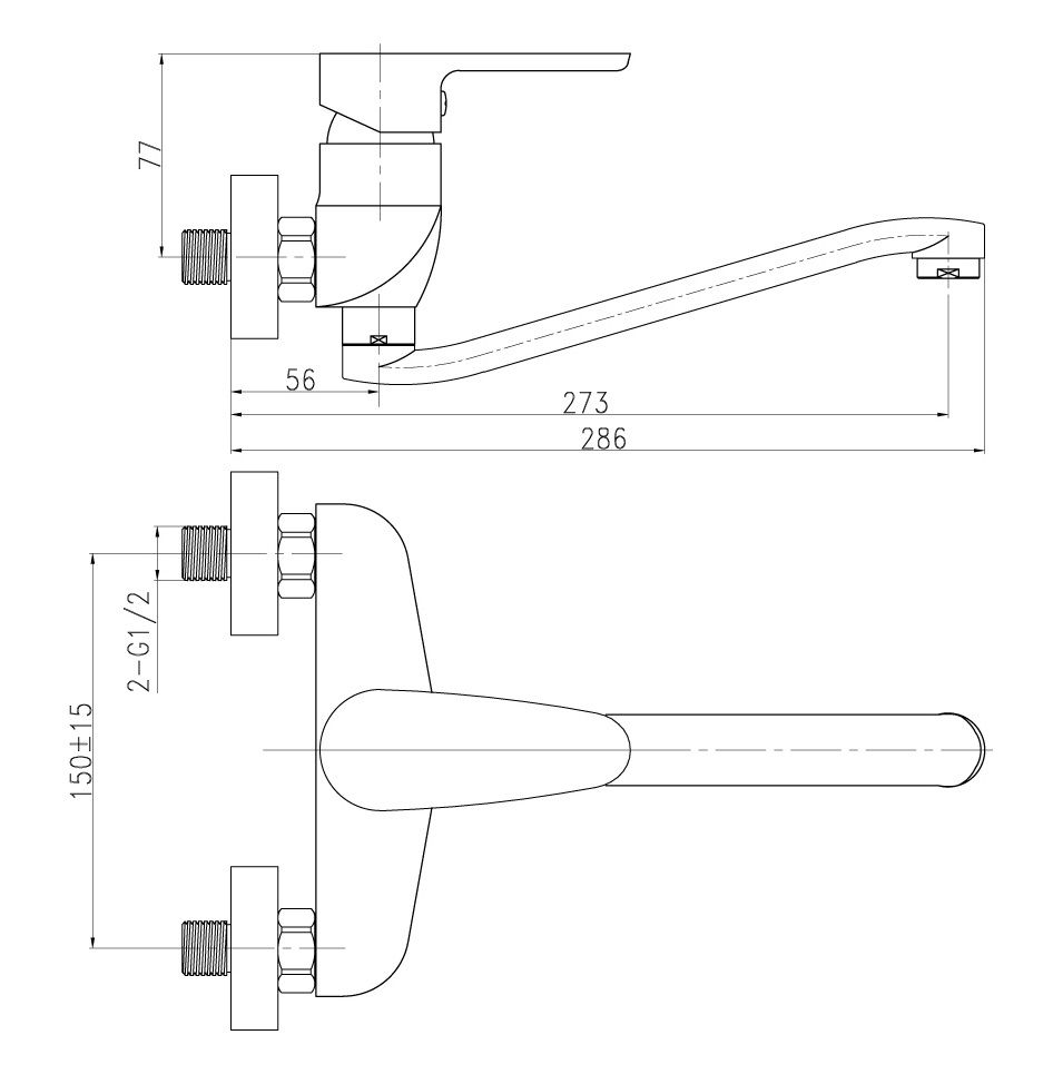 EBS Taria Nástenná umývadlová a drezová batéria 150 mm - galéria #3