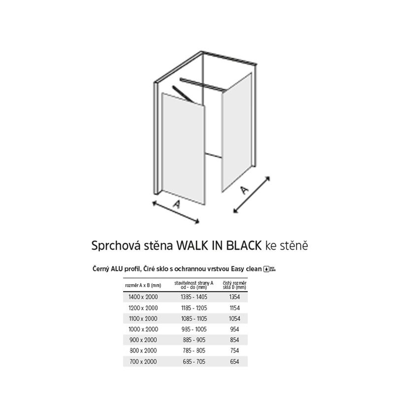 EBS Relax Black Walk-in stena 110x200 cm - galéria #6