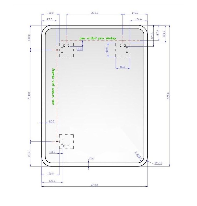 EBS Venia Zrkadlo zaoblené 60 x 80 cm s osvetlením LED - galéria #1