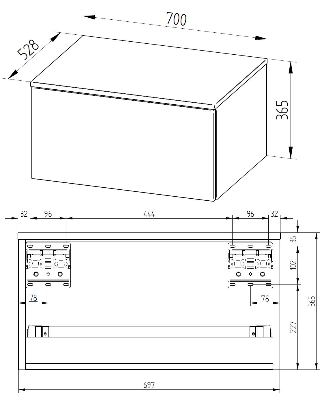EBS Dana Samostatná skrinka pod pracovnú dosku 70 x 36,5 cm, antracitovo sivá - galéria #2