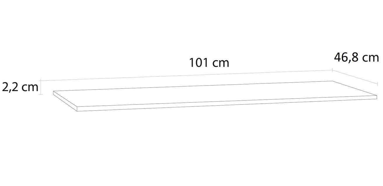 EBS KUBA Umývadlová doska 101 cm, čierna supermat K6 - galéria #1