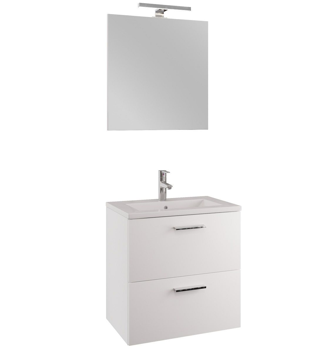 EBS Tami Skrinka s umývadlom 60 cm, zrkadlom a osvetlením, biely lesk - galéria #1